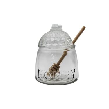 Imagem de POTE DE VIDRO P/MEL 500ML C/PEGADOR DE MADEIRA - CM12, MARCA: EM CASA TEM GLASS