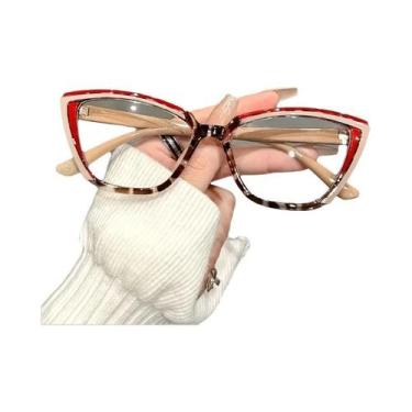 Imagem de Óculos De Computador Femininos Retrô Estilo Gato Com Lentes Transparen