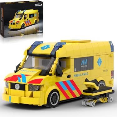 Imagem de Emergency Ambulance Building Block Set, International Rescue Vehicle Model Kit, Removable Roof & Functional Doors, Display Collectible City Truck, Compatible with Lego Ambulance Set, 618 PCS