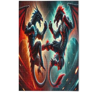 Imagem de Jigsaw Puzzles for Adults 1000 Pieces Funny Dragon Animal Red Green White Elephant Party Gifts Creative Colorful Puzzles Flower Animal Painting, 1000 Pieces, 29.5" x 19.7"