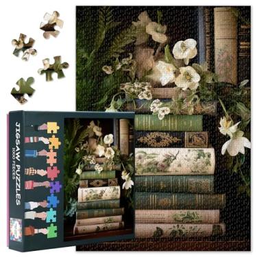 Imagem de 1000 Piece Jigsaw Puzzle for Adults Vintage Still Life Art Featuring Flowers and Antique Books Detailed Large Puzzle Games for Family and Adults 27.5x19.7 Inch