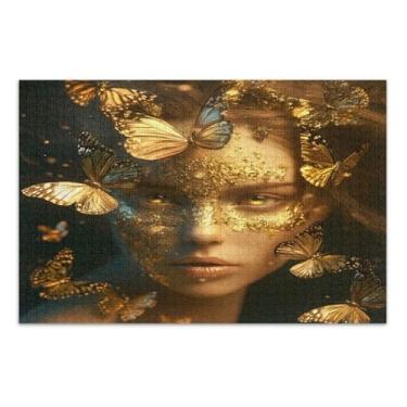 Imagem de Quebra-cabeça de família de borboletas douradas com letras nas costas 1000 peças