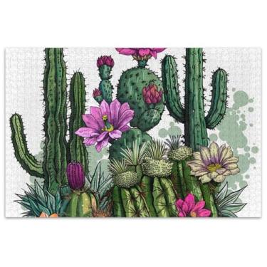 Imagem de Quebra-cabeças tropicais com flores de cactos, 500 peças para adultos, presentes exclusivos, arte colorida