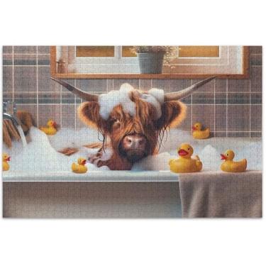 Imagem de Quebra-cabeça St Patrick Highland Cow Cute Adults 1000 peças paisagem floral personalizado homens presentes exclusivos elefante branco, 75 x 40 centímetros