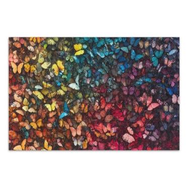 Imagem de Quebra-cabeça adulto colorido borboletas arco-íris 1000 peças, quebra-cabeça adulto com letras na parte de trás