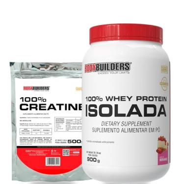 Imagem de Kit Whey Protein 100% Isolada Morango 900g + 100% Creatina 500g - Bodybuilders