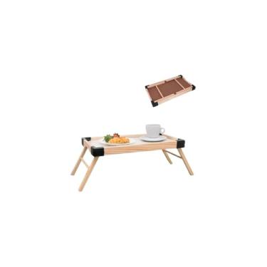 Imagem de Bandeja Dobrável Multiuso de Bambu, 50x30x24cm, Suporte para Café, Chá, Frutas, Mesa de Trabalho, Organizador Decorativo