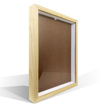 Imagem de Moldura caixa Alta 30x40 cm com Vidro Profundidade 1,5cm Quilling Bordados- Ideal para Quadros Artesanais, Fotos em Perspectiva ou como Presente Elegante(PINUS NATURAL)