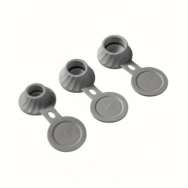 Imagem de Conjunto de tampas verticais de 3 peças para xampu, condicionador, gel de banho, tampas de dispensador flip-top à prova de vazamento (cinza)