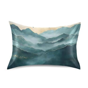 Imagem de Serene Mountain Paisagem Arte Cetim Fronhas Estampa Animal Floral Refrescante King Queen Padrão Fronha de Cama Tamanho Padrão 66 cm x 50 cm