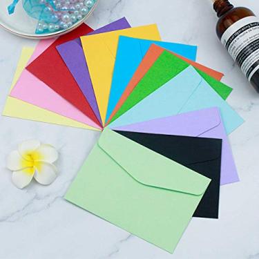 Imagem de Pacote com 60 envelopes pequenos, envelopes coloridos de 11,7 x 8,5 cm adoráveis mini envelopes para Natal, Ação de Graças, casamento, festa de aniversário, cartão e semente (12 cores)