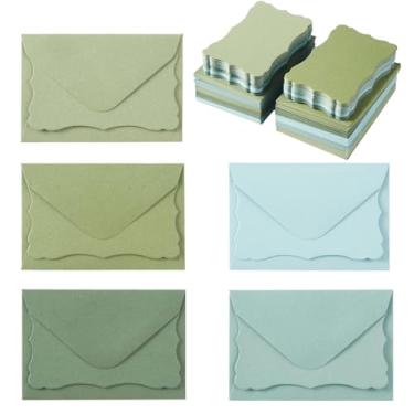 Imagem de Pacote com 100 mini envelopes com cartões de notas em 5 cores para casamento, aniversário, chás de bebê, 10 x 6 cm (verde)