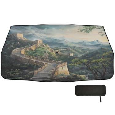 Imagem de Great Wall Sunset Para-brisa Protetor Solar Isolamento Térmico Protetores de Carro para Janelas Frontais 147 x 75 cm Guarda-sol de Carro