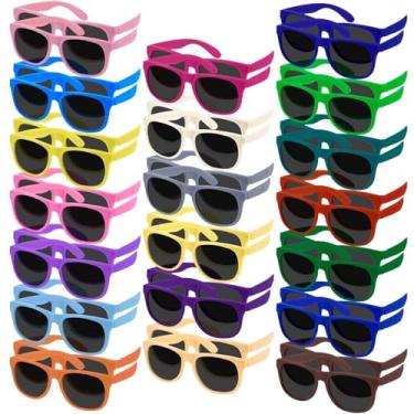 Imagem de SUNYIWJIE 60/120 pares de óculos de sol de plástico estilo retrô 20 cores dos anos 80 para adultos, ideal para festas, casamentos, festivais de música, Multicor, 5.6 x 5.7 x 1.9 inch