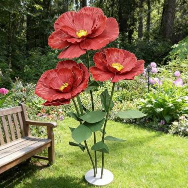 Imagem de maytopia Flores gigantes de flores artificiais para decoração, flores grandes de papoula de espuma artificial para arranjo de recepção de casamento, festa de aniversário, chá de panela, chá de bebê