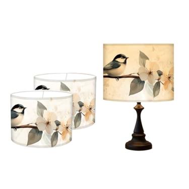 Imagem de Abajur de mesa, 33 cm L x 25 cm A impressão HD geométrico floral deixa abajur de mármore, abajures, decoração moderna para abajur de mesa e chão (um pássaro)