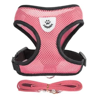 Imagem de Coleira Peitoral com Guia Ajustável para Cães e Gatos – Arnês Confortável com Faixa Refletiva(Rosa,L (4-6Kg))