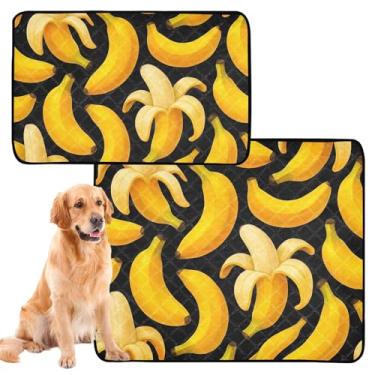 Imagem de Almofadas de xixi para cães laváveis fofas bananas amarelas pretas reutilizáveis almofada de xixi absorvente cães treinamento penico impermeável tapete de brinquedo para cães, médio + grande, conjunto