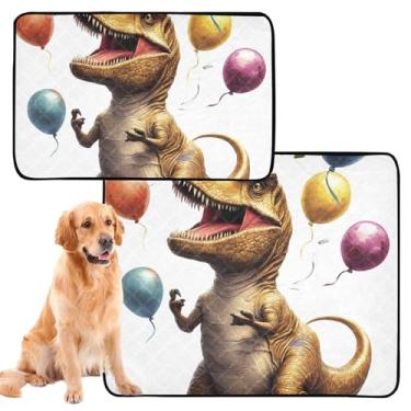Imagem de TSENQUE T Rex Presentes de aniversário laváveis almofadas de xixi para cães, reutilizáveis, para gatos, à prova d'água, tapete de gaiola de cachorro fofos, absorventes de parto, médio + grande