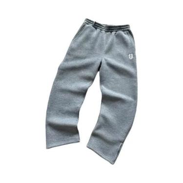 Imagem de Calças De Moletom De Cintura Alta Com Cordão E Zíper, Cor Sólida, Esti