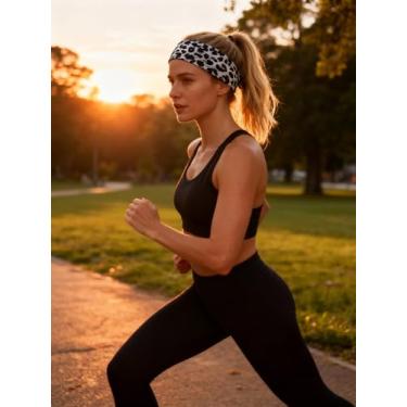 Imagem de Faixa de cabeça feminina para ioga, boho, elástico, absorvente de suor, acessório de cabelo para academia, corrida, moda