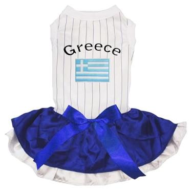 Imagem de Petitebella Vestido para cachorros Greece & Flag (listras/azul e branco, grande)