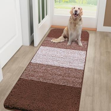 Imagem de Smiry Tapete de porta de cachorro para patas enlameadas, absorve umidade e sujeira, tapete de entrada de perfil baixo com suporte antiderrapante, capacho de entrada interna e externa para piso interno