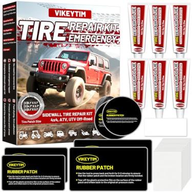 Imagem de VIKEYTIM Kit de reparo de pneu de parede lateral, kit de remendo de pneu de emergência off-road 4 x 4, UTV ATV ao ar livre, sem necessidade de remover kit de remendo de borracha, reparo de arranhões