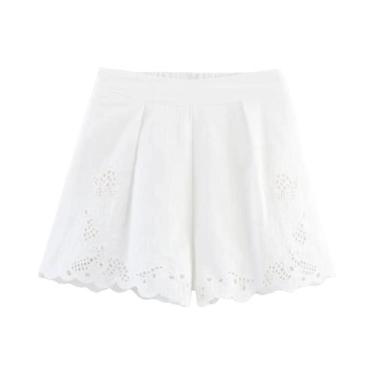 Imagem de Conjunto Elegante De Shorts Brancos Com Renda Bordada Para Mulheres, C