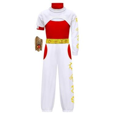 Imagem de Yuhagon Girls Zombies Nova Costume Cheerleader Cosplay Mesh Top Pant Hooded Coat Wrist Prop 4PCS Uniform Halloween Outfits (White, X-Large(11-12 Y))