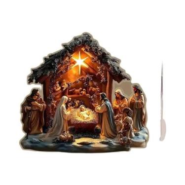 Imagem de Figuras Da Natividade De Jesus E Da Virgem Maria Em Acrílico 2D, Decor