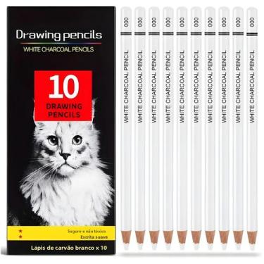 Imagem de Conjunto De Lápis De Carvão Branco 10 Peças Profissional Para Desenho 