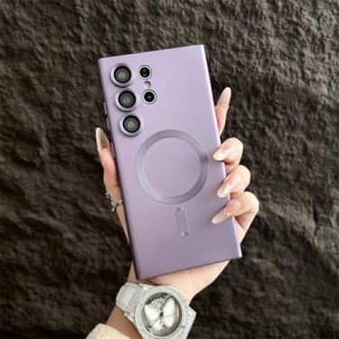 Imagem de Capa fosca à prova de choque com carregamento sem fio magnético para Samsung Galaxy S25 S24 Ultra S23 FE S22 S21 Plus (para Samsung S22 Plus/Roxo)