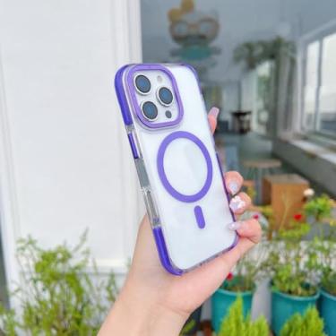 Imagem de Capa transparente de luxo com carregamento sem fio para iPhone 16, 15 Pro Max, 14 Plus, 13, 12 e 11 (para iPhone 16 Pro Max/Roxo)