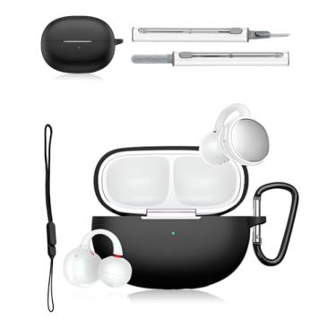 Imagem de Capa para EarFun FreeClip Open – Capa protetora de silicone macio, proteção total com suporte para carregamento sem fio, antiimpressões digitais e à prova de choque, inclui mosquetão, kit de limpeza e