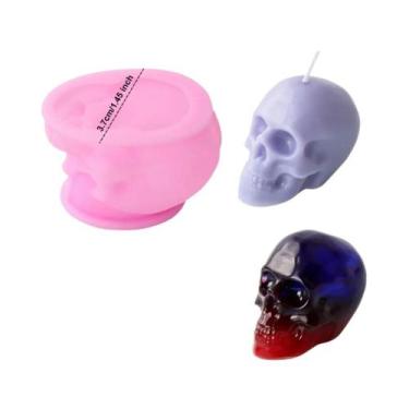 Imagem de Molde De Silicone Para Vela Em Forma De Cabeça De Caveira 3D De Hallow