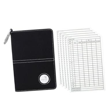 Imagem de Colaxi Porta-cartão de pontuação de golfe, acessórios de pontuação de golfe, suprimentos portáteis para competição, livro de distâncias, livro de de golfe, Preto