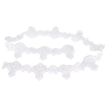 Imagem de Laço decorativo frisado fita bordado poliéster remendo acessórios de roupas 1 jarda elegante vestido de casamento decoração diy artesanato material (Branca)
