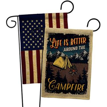 Imagem de Breeze Decor Better Campfire Pacote de bandeiras de juta, jardim ao ar livre, rústica, trailer, acampamento de aventura, aplique, vintage, decoração de casa, pequeno, presente, dupla face, feito nos EUA