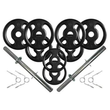 Imagem de Kit com Barras de Halteres e Anilhas de Ferro Fundido - 18 Kg - BOX IN