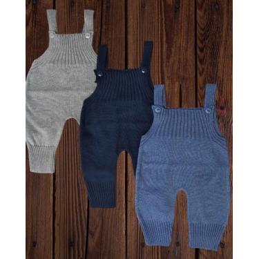 Imagem de Macacão Jardineira Tricô Baby Botões na Alça e Vira no Pé Anti Alérgic