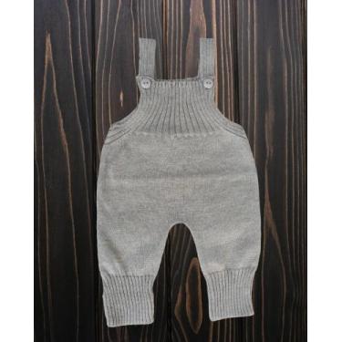 Imagem de Macacão Jardineira Tricô Baby Botões na Alça e Vira no Pé Anti Alérgic