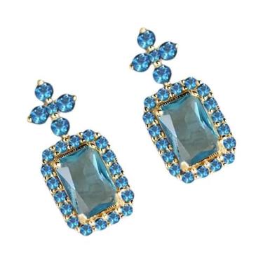 Imagem de Brincos De Gota Em CZ Azul Claro Para Mulheres, Joias De Moda Romântic