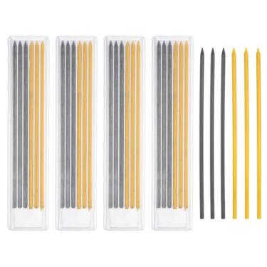 Imagem de PATIKIL 30 refis de grafite de lápis de carpinteiro de 2,8 mm, refis de lápis sólidos secos resistentes a quebras, para carpinteiro mecânico, desenho, preto, amarelo