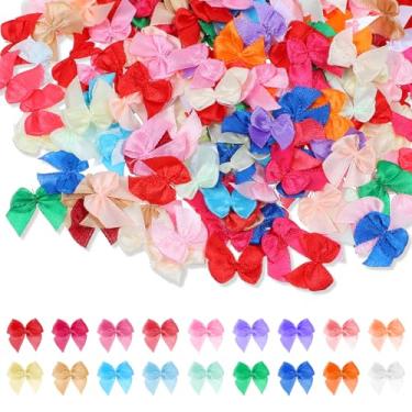 Imagem de 220 peças de mini laços de fita de cetim, mini laços de tecido colorido para artesanato, pequeno laço minúsculo para ornamentos de roupas, enfeites DIY para presentes, festas, bolos, guloseimas