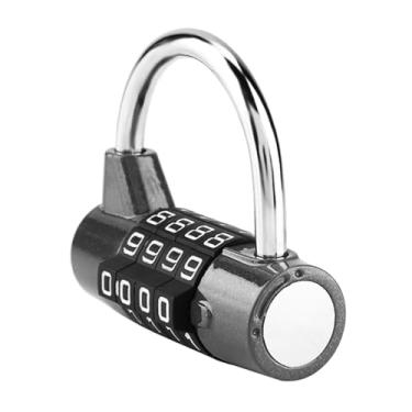 Imagem de aqxreight Cadeado de Combinação Segura para Viagens e Academia Design Versátil de Fechadura Personalizável para Bagagem e Armários Construção Em Liga de Zinco (Preto)