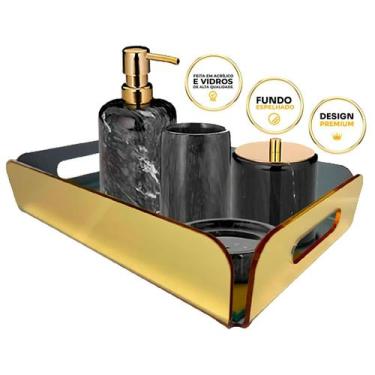 Imagem de Bandeja Acrilico Dourada Lavabo Decoração Banheiro 15x10cm - MEVMIRROR