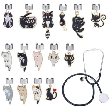 Imagem de DICOSMETIC Pingente estetoscópio a granel girassol gato etiqueta de identificação personalizada enfermeiras semana presentes para médico enfermeiro assistente médico, Liga + Aço Inoxidável + Esmalte