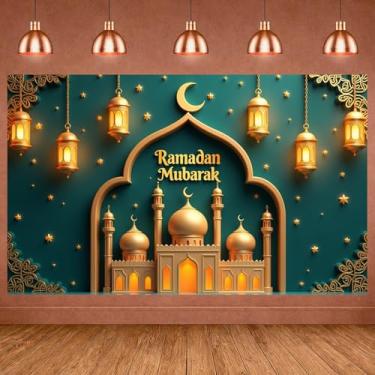 Imagem de Ramadan Eid Mubarak Festival Islâmico Celebração Muçulmana Exibição Festival Islâmico Faixa Religiosa Crescente Dourado para Foto de Celebração do Ramadã