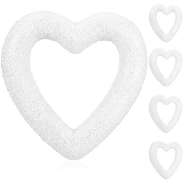 Imagem de Colingmill Pacote com 4 guirlandas de espuma de coração de 19 cm para dia dos namorados, kits de artesanato de espuma com glitter 3D, guirlanda de coração para o dia dos namorados, porta de casamento